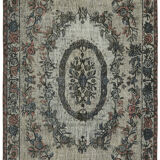 Handmade hi-low pile anatolian 1980s 173 cm x 284 cm grey rug