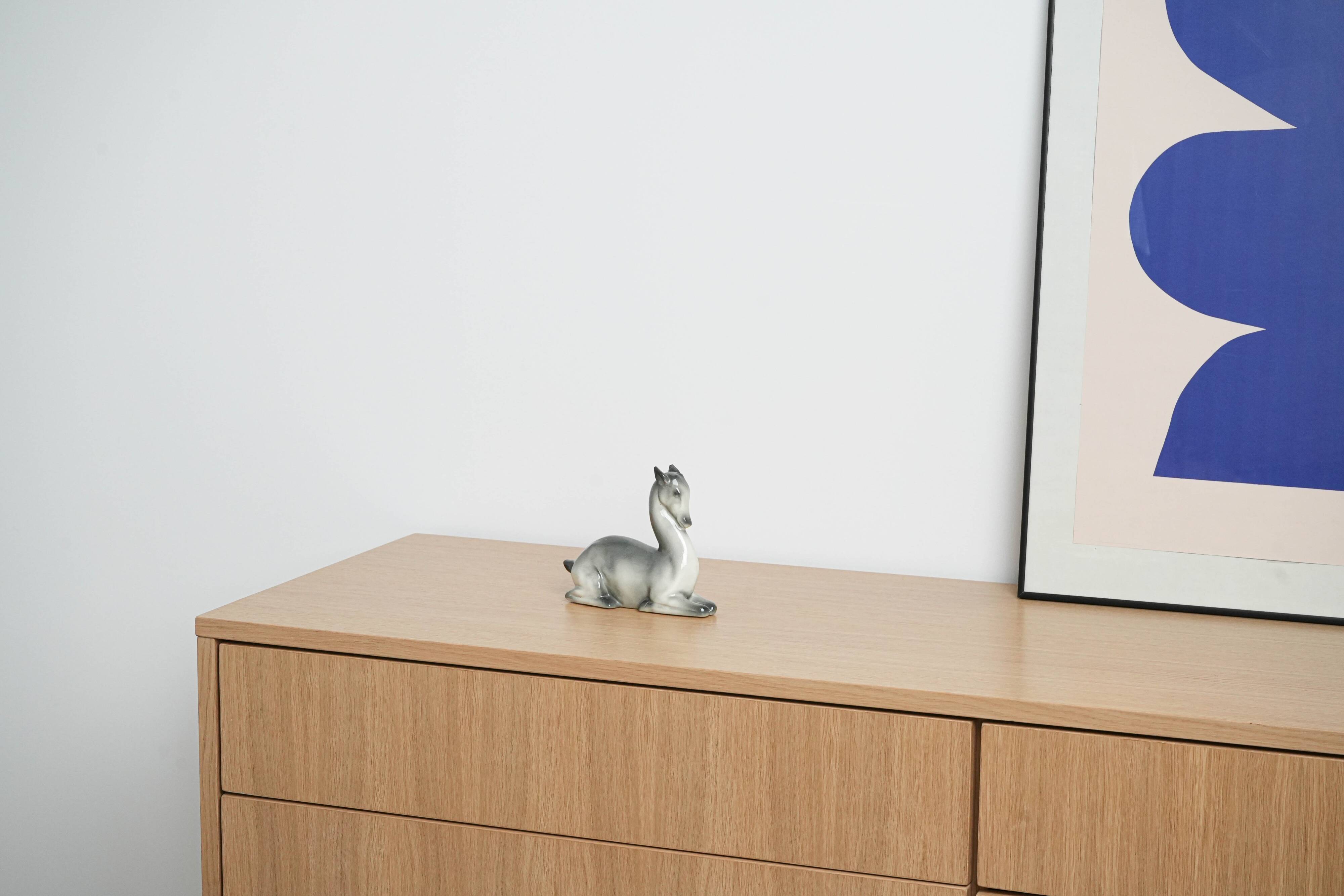 Ceramic deer figurine, Danish design, 1970s, production: Denmark