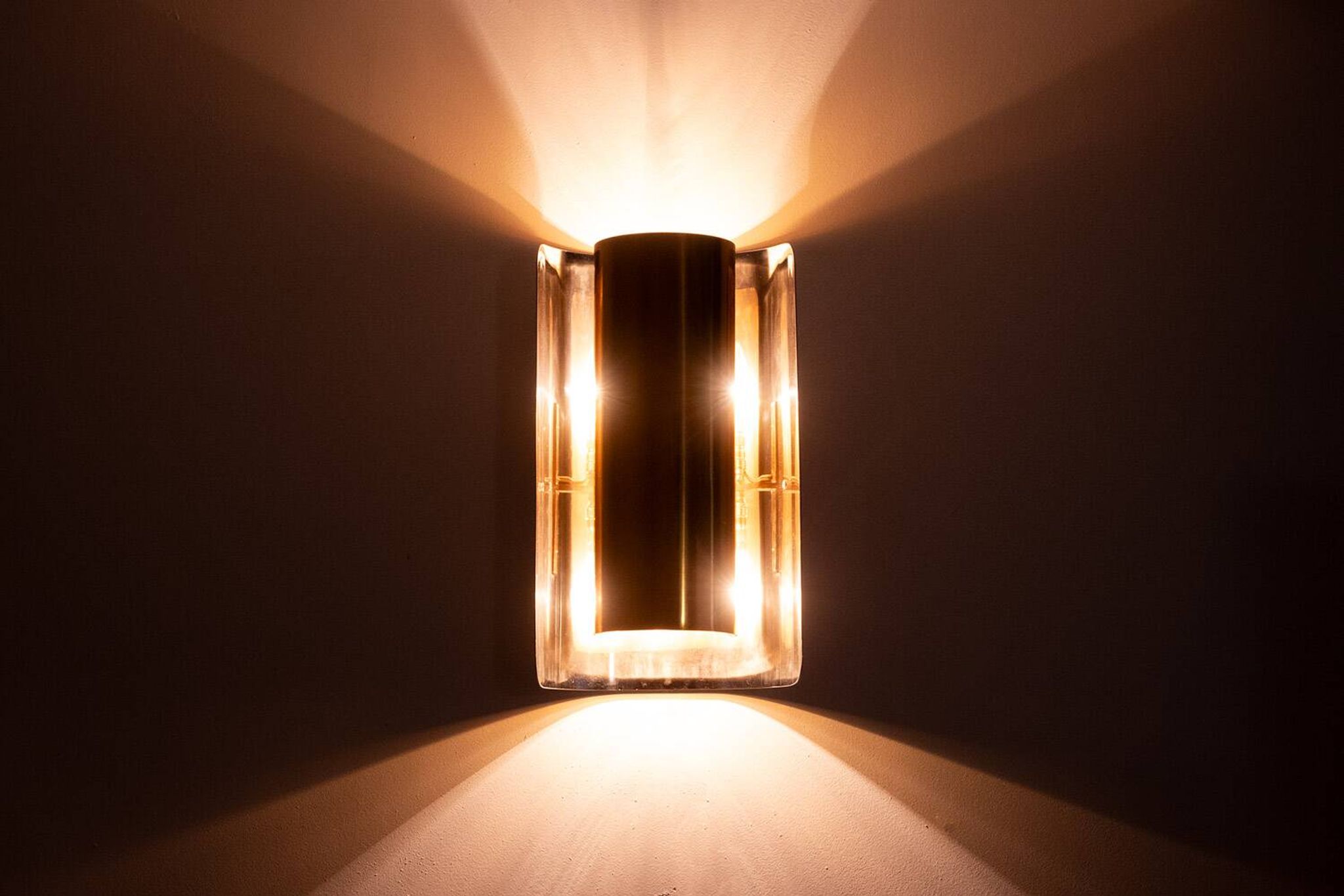 Pair of geometric shaped wall lights. 1970s.