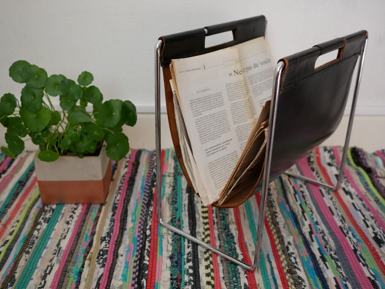 Magazine rack leather made by Brabantia 70 years