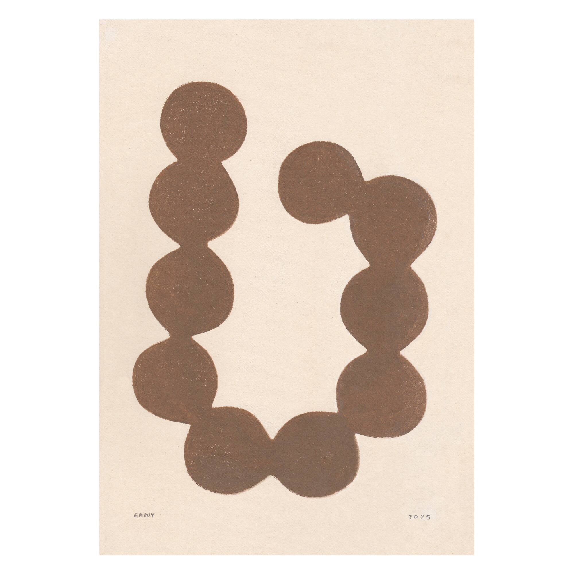 Abstract painting on paper, illustration B350, signed Eawy