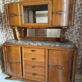 Buffet sideboard solid wood marble stone