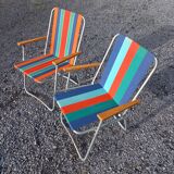 2 folding armchairs camping or beach vintage 1970