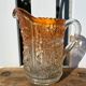 Pichet vintage Carnival Glass Marigold motifs roses –Années 1920-30
