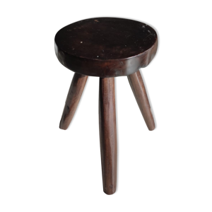 Tabouret en bois massif brun assise circulaire plate h:45cm (23)