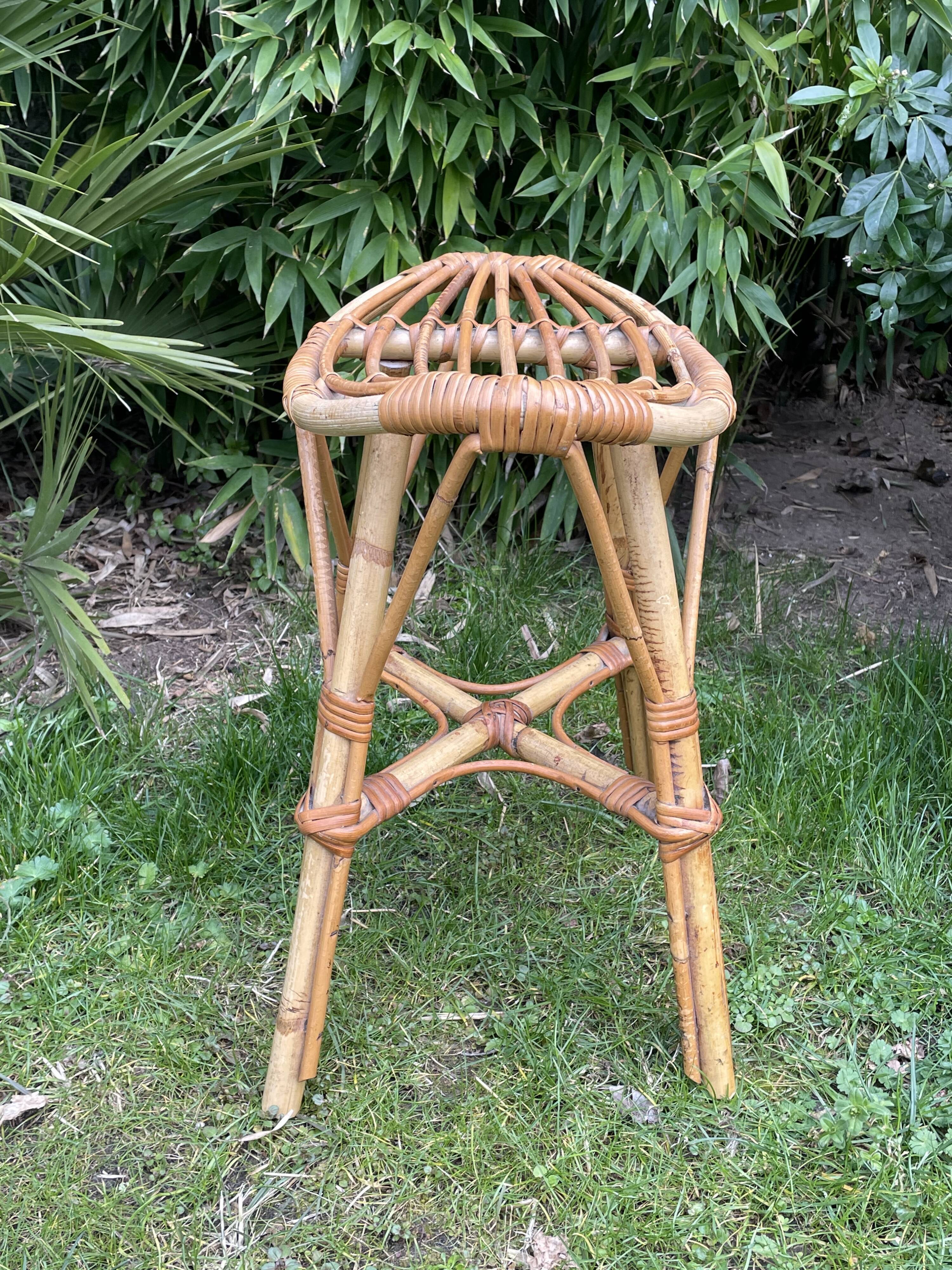 Vintage rattan stool