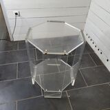 Octagonal side table in transparent plexiglass from the 70s