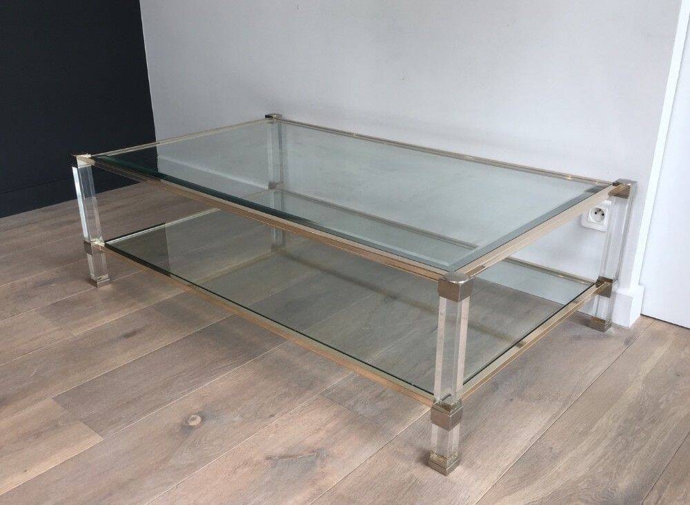Large coffee table in plexiglass and chrome