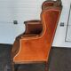Large Louis XVI style bergère armchair in amber brown velvet