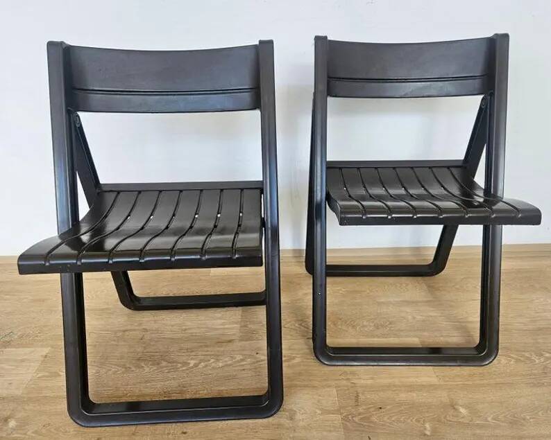 Pair of Rare Folding Chairs Dabaya, Allibert, France, 1970s