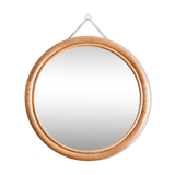 Large round mirror rattan bamboo, 50's