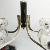 See Delmas chandelier, 5 branches, black and gold, transparent glass, 1960