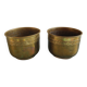 Duo of miniature brass flower pots, Unis France vintage brass flower pots