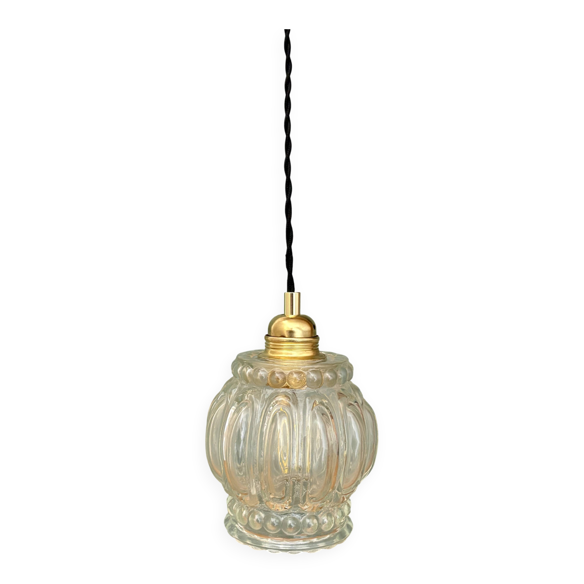 Suspension globe vintage en verre