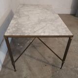 Table basse vintage laiton et marbre