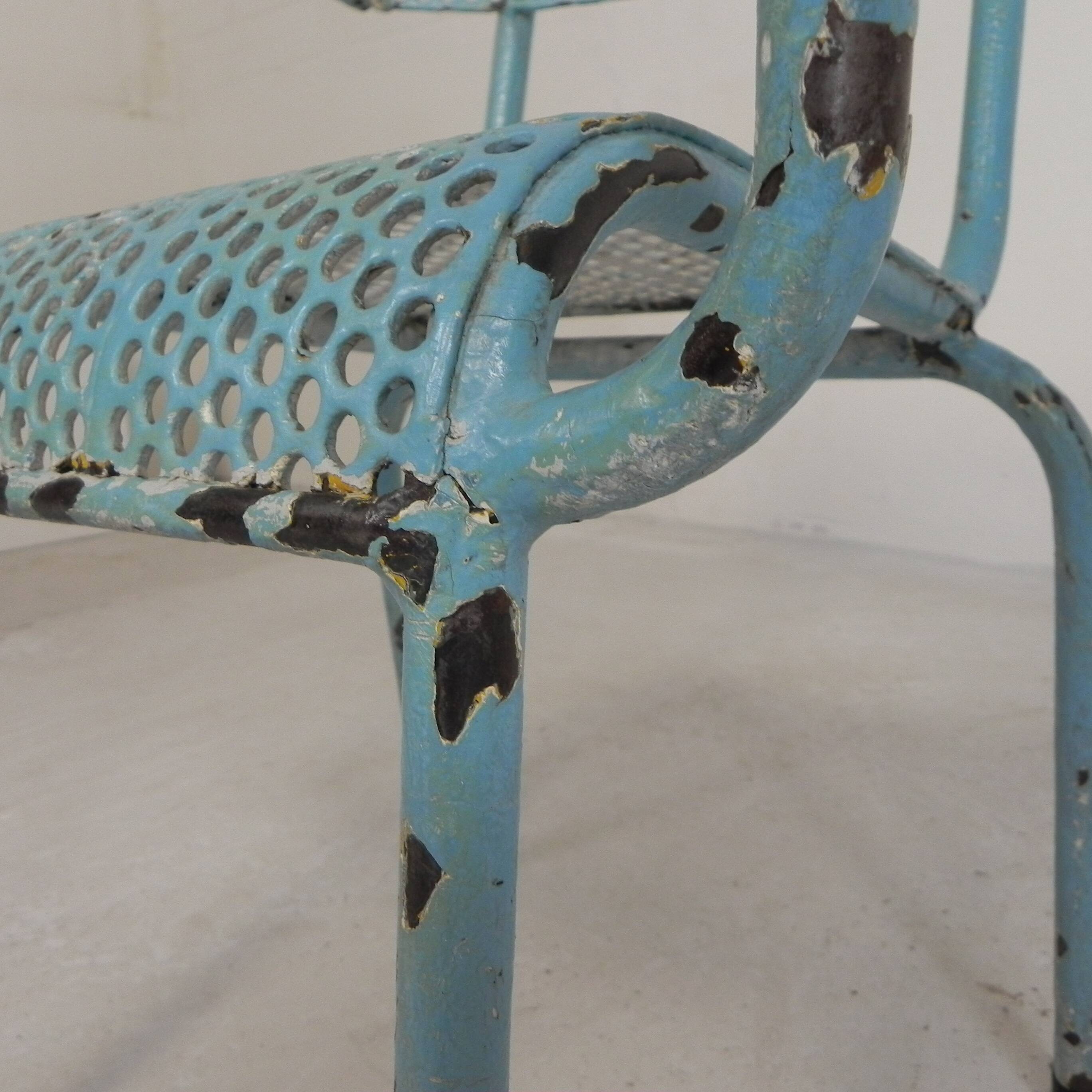 Lot de 2 chaises de jardin industrielles en acier avec accoudoirs, années 1950