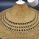 Rattan chandelier and lampshade - circa 1970