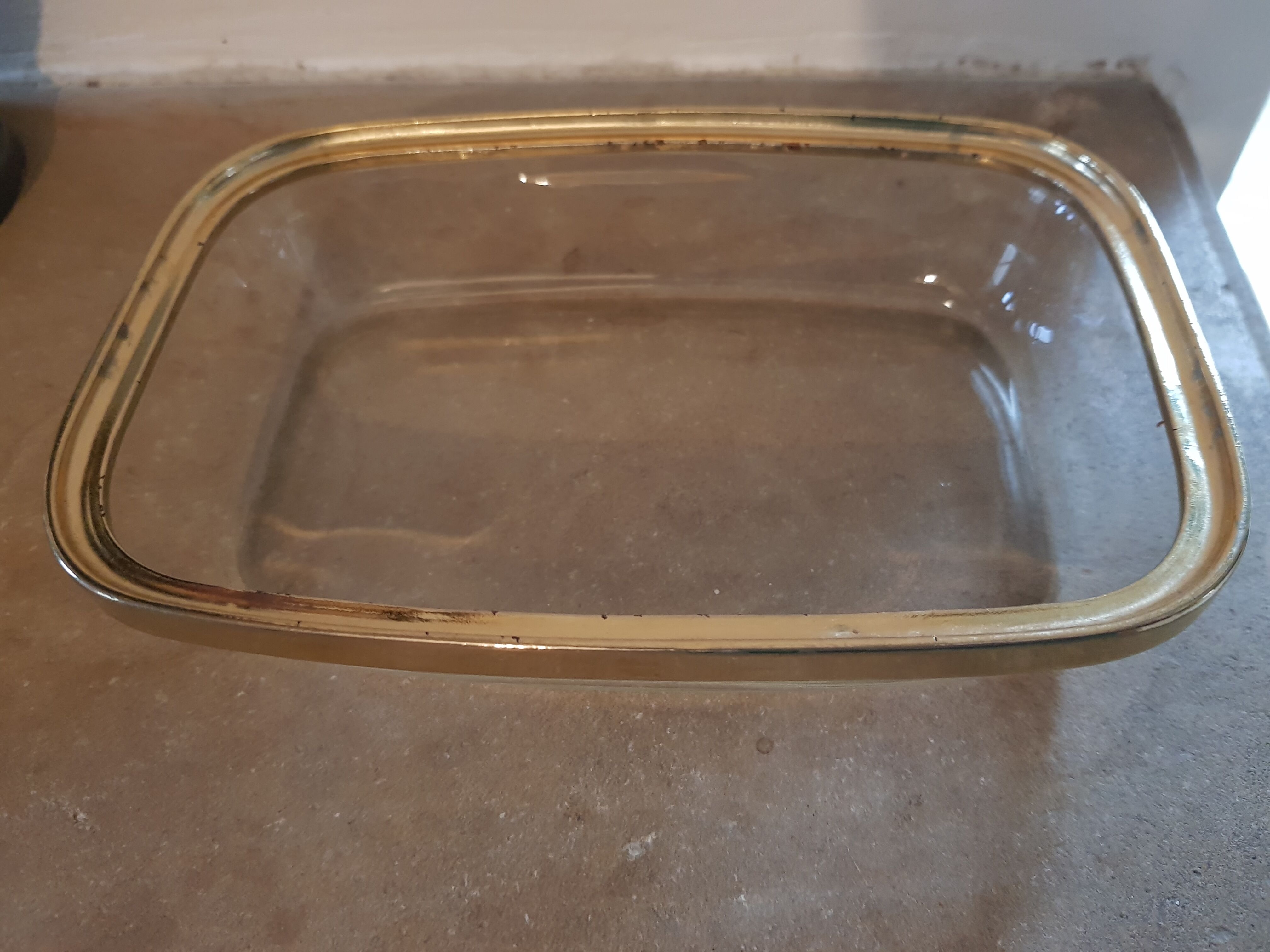 Gold glass butter dish