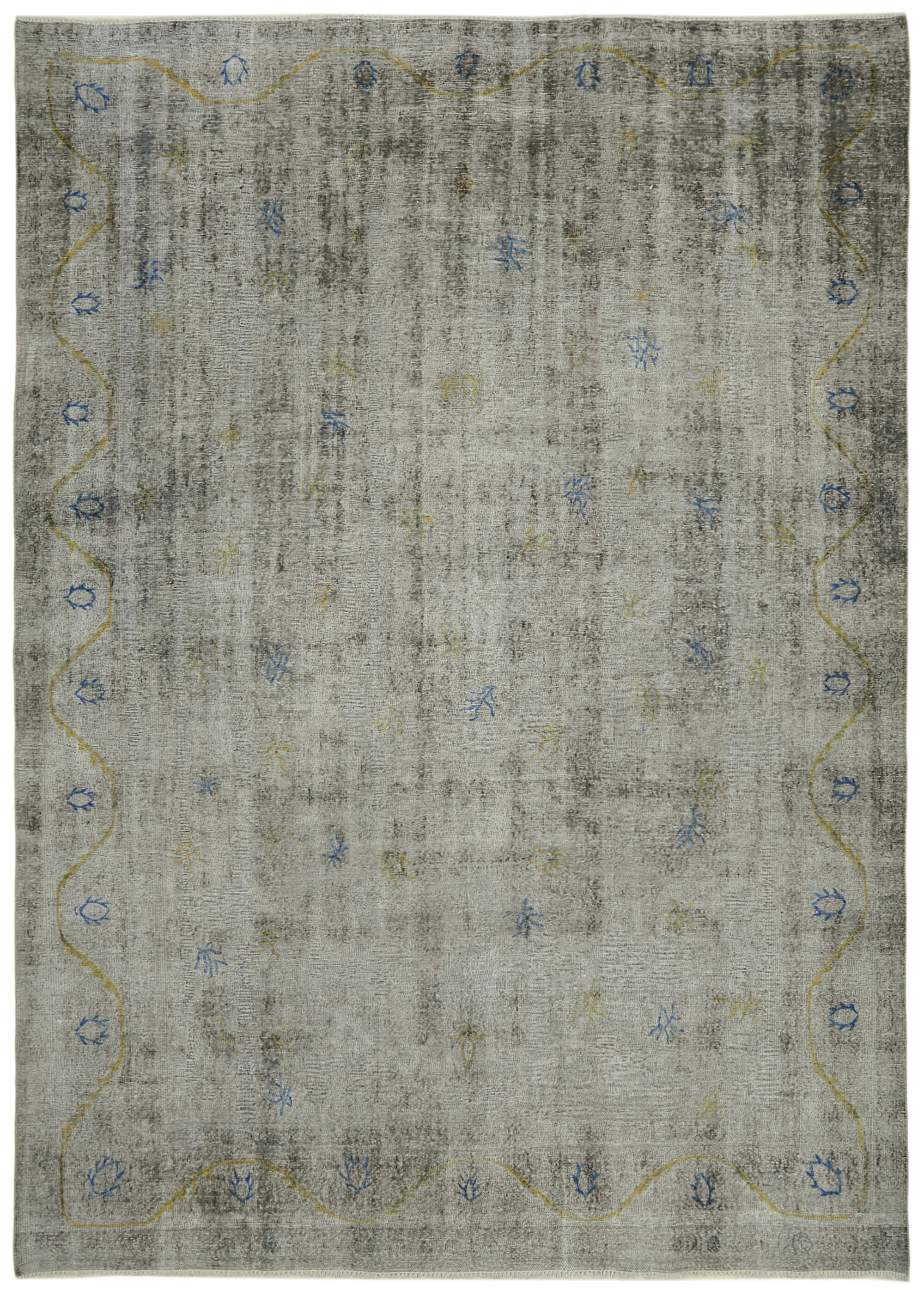 Handmade oriental 1980s 268 cm x 365 cm grey wool carpet