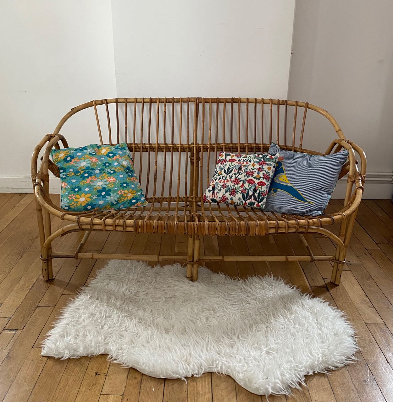 Vintage rattan bench
