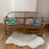 Vintage rattan bench