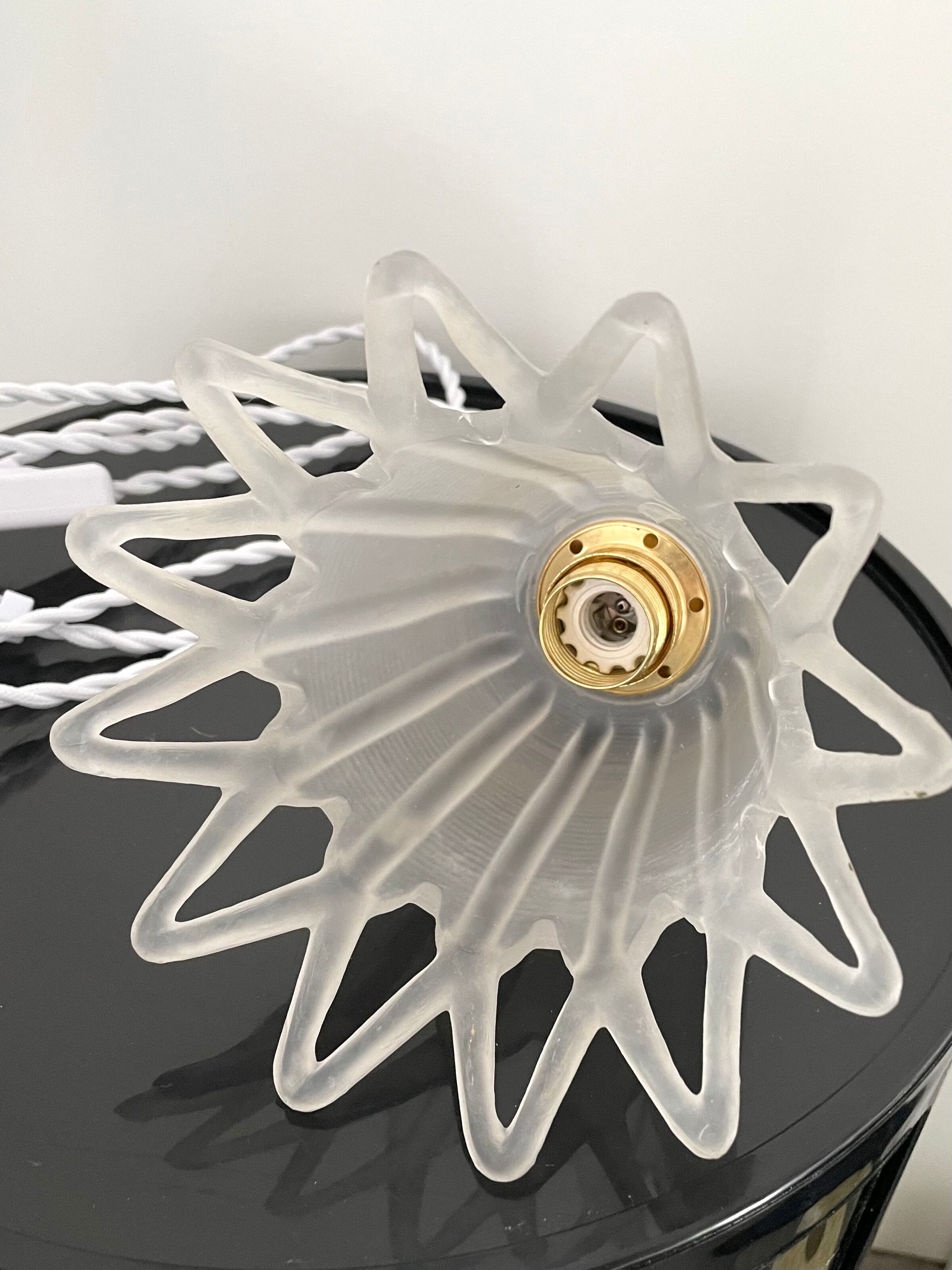 Vintage carved glass lamp