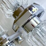 Pair of large vintage chrome glass wall lights