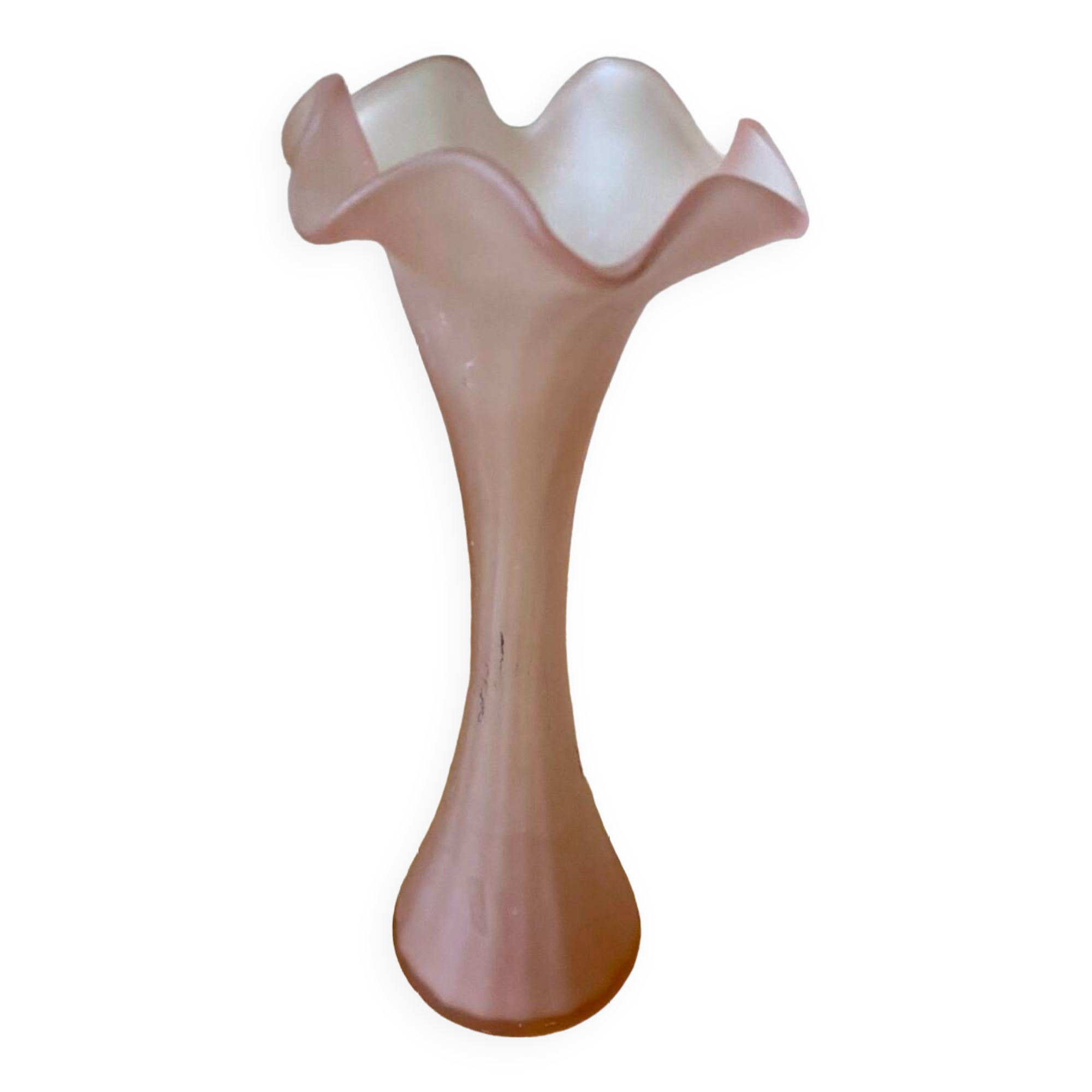 Vase en verre poli rose