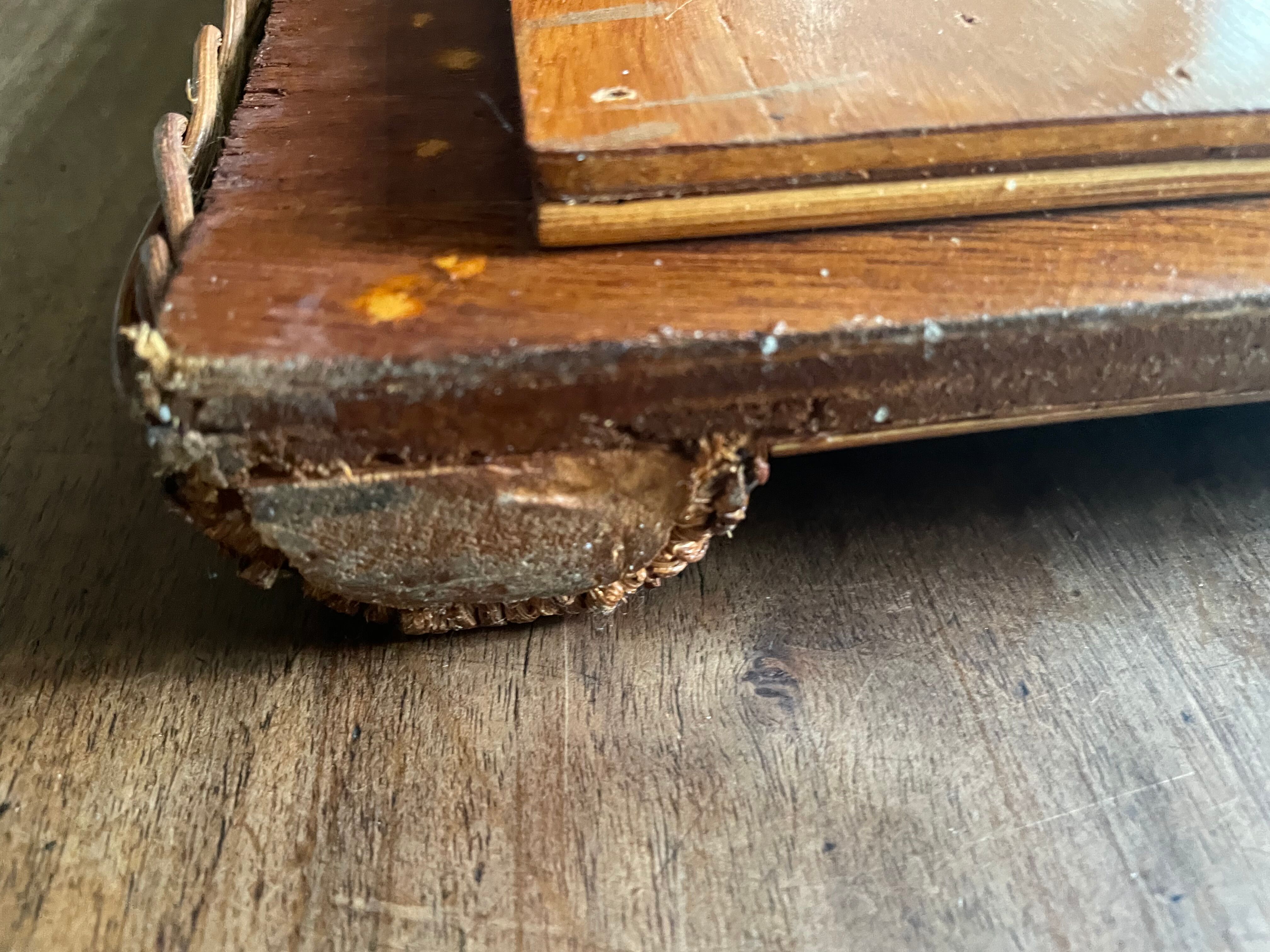 Curved rattan mirror 70s