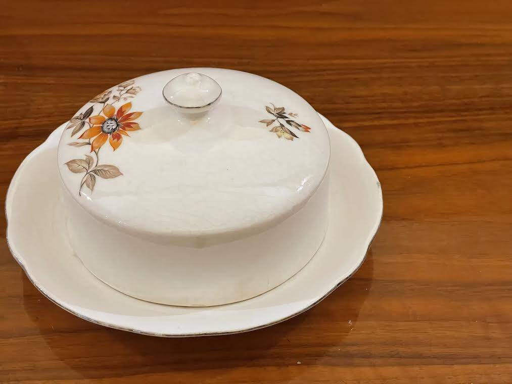 Bohemian porcelain butter dish
