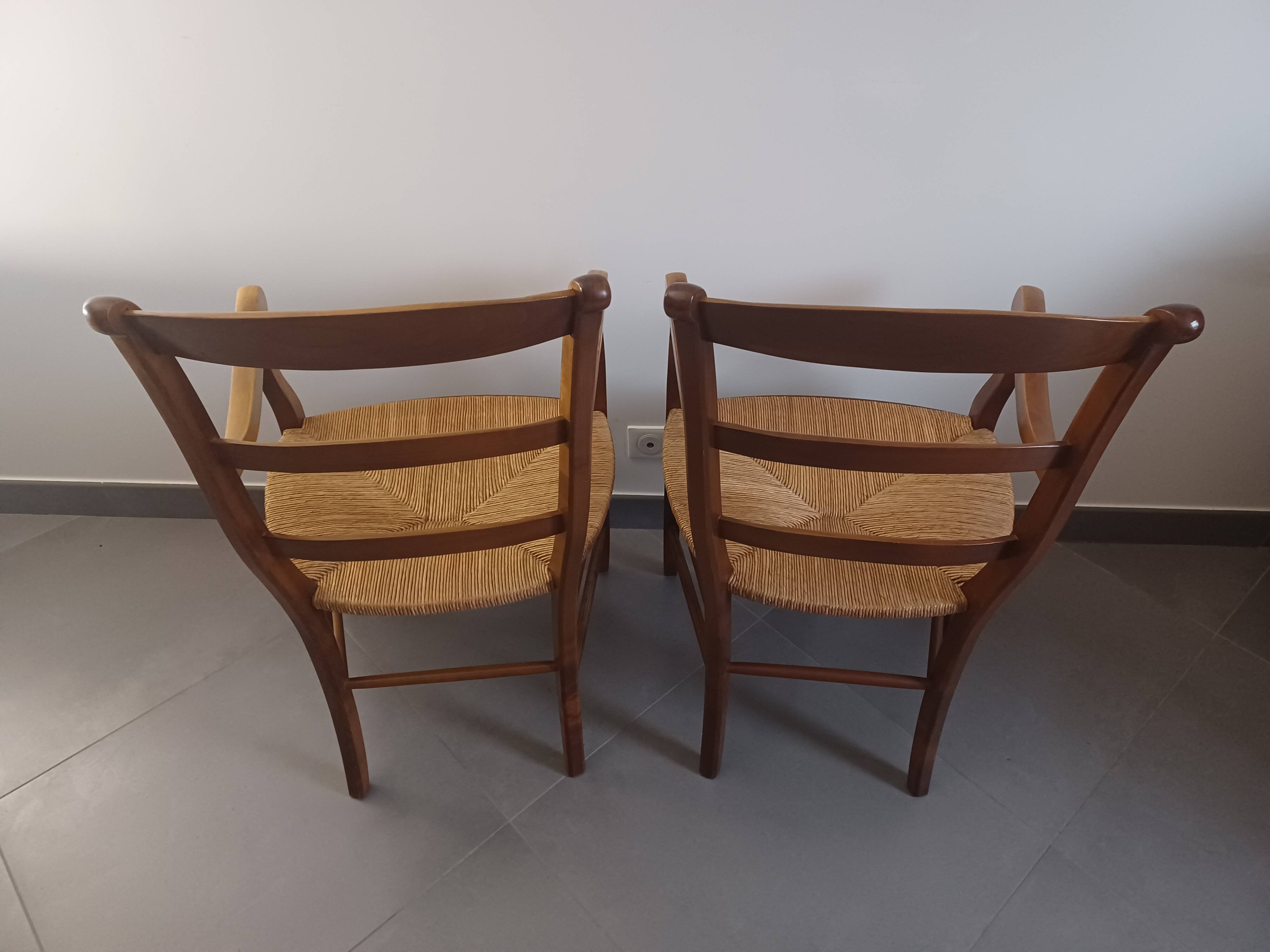 Pair of cherry wood armchairs