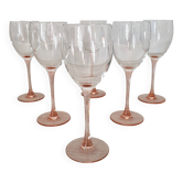 6 wine glasses / stemmed glass in pink