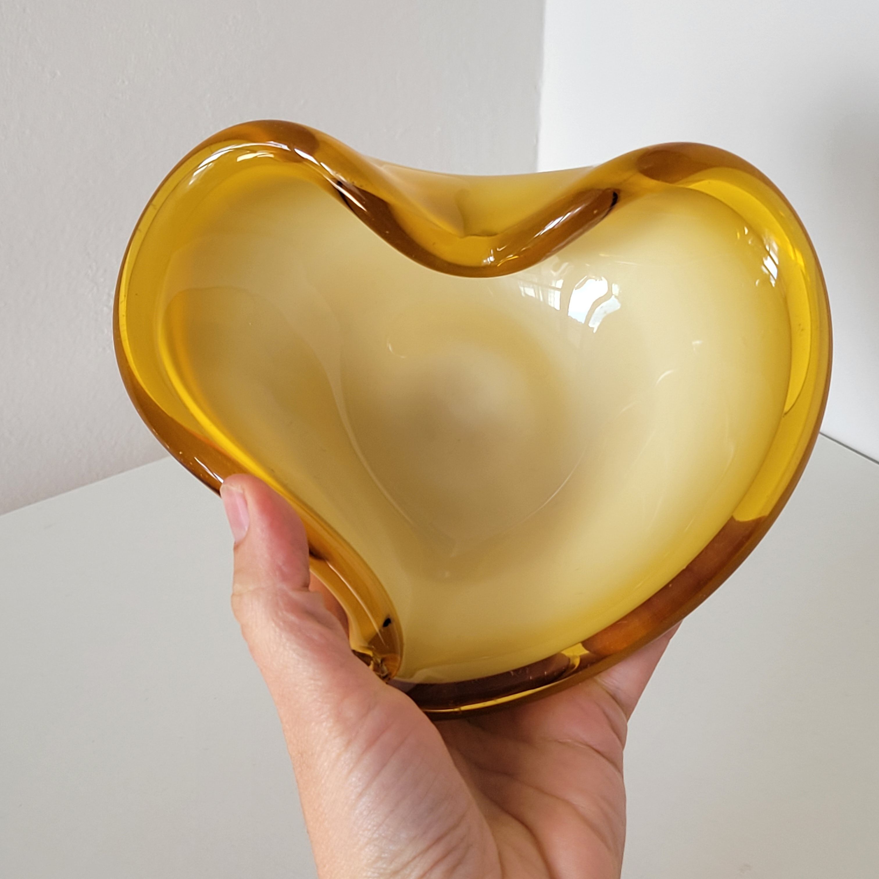 Empty pocket vintage yellow Murano glass bowl