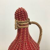 Bottle with rattan weaving and vintage scoubidou
