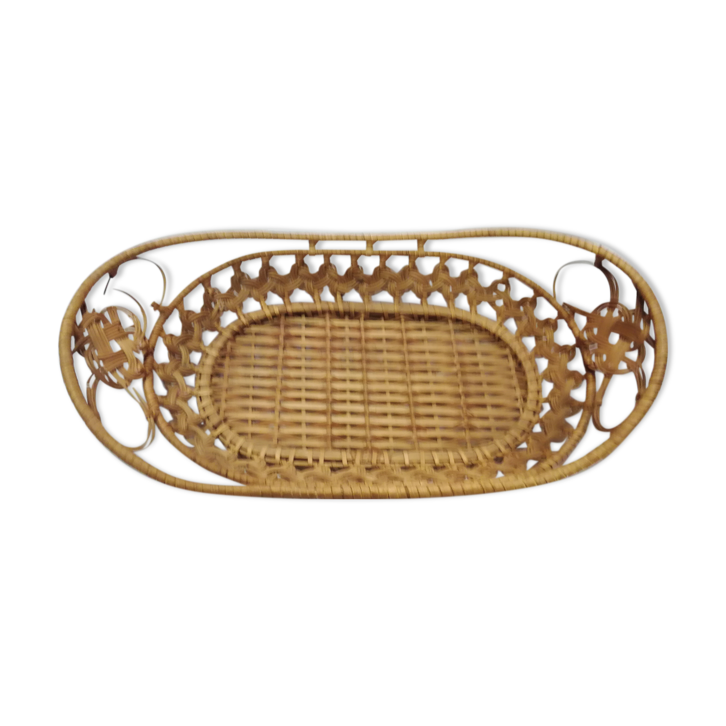 Corbeille vintage rotin tressé