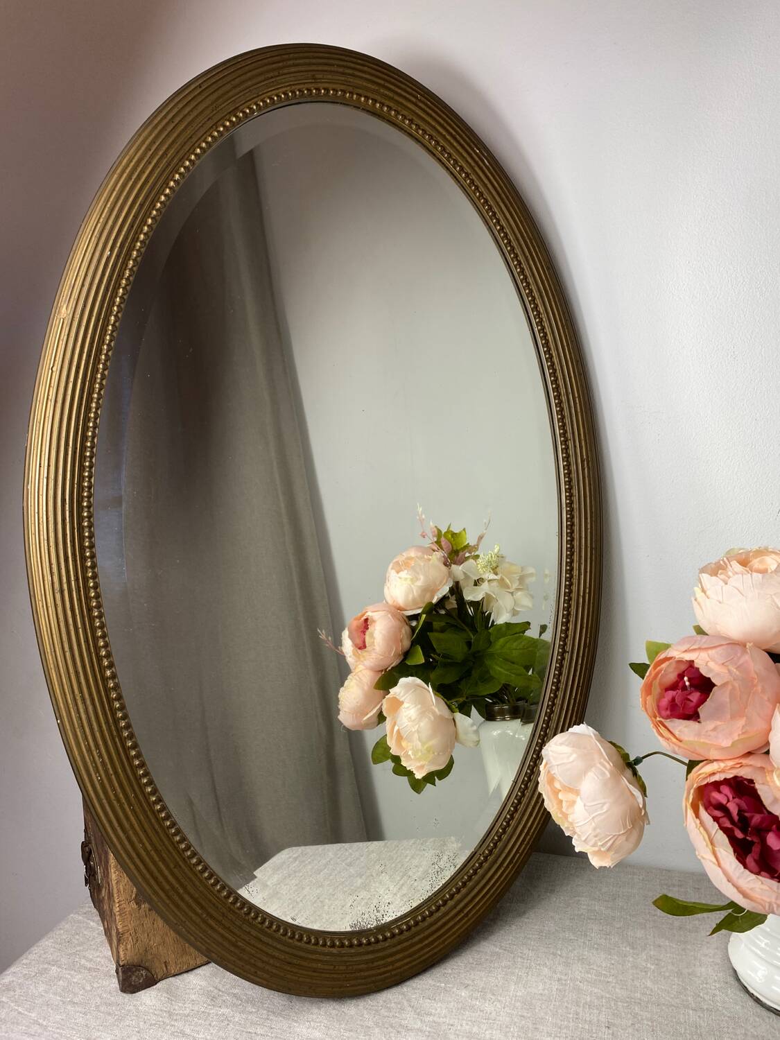 Miroir ovale ancien en bois