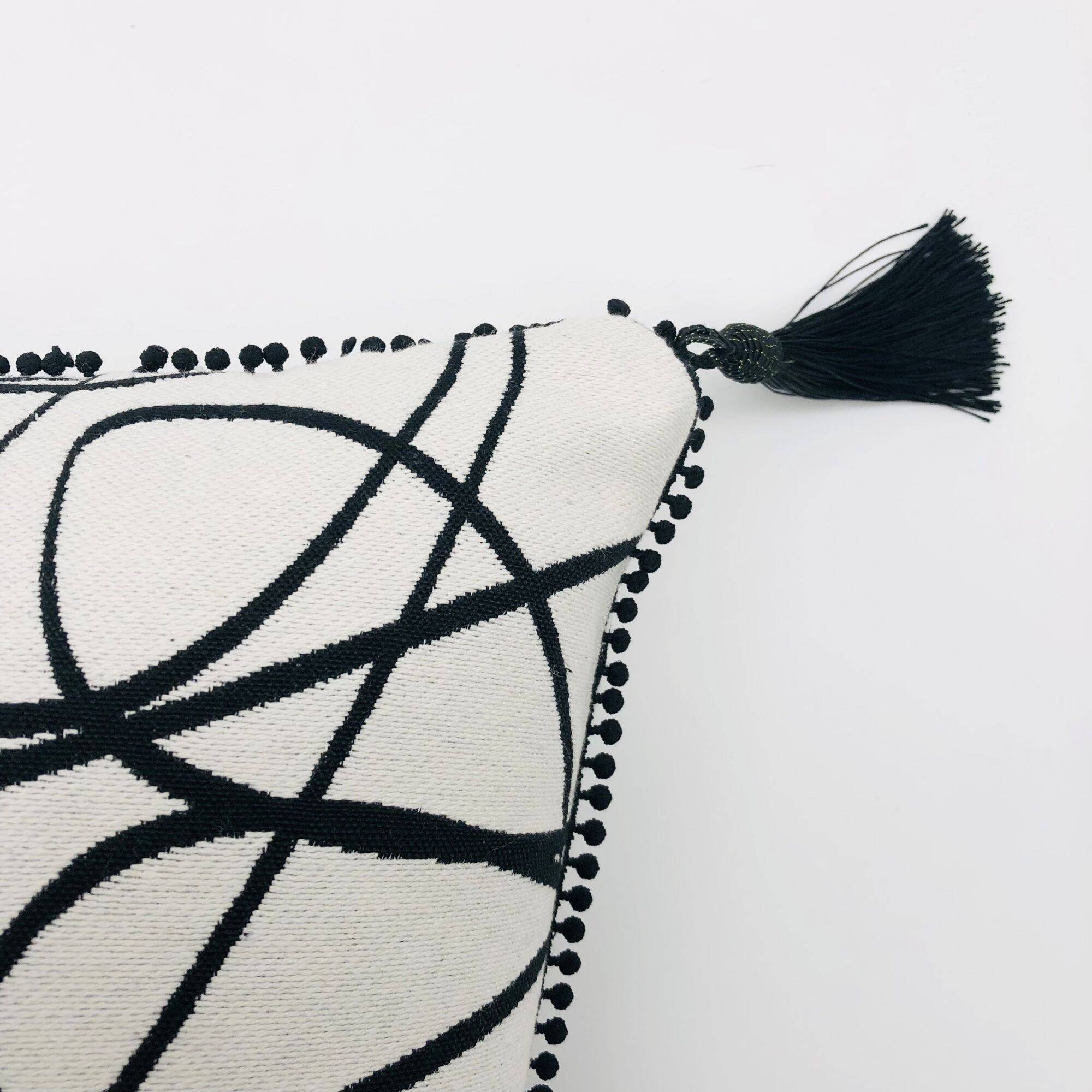 Rectangular cushion, cover and insert, black and white. Sophia model