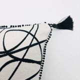 Rectangular cushion, cover and insert, black and white. Sophia model