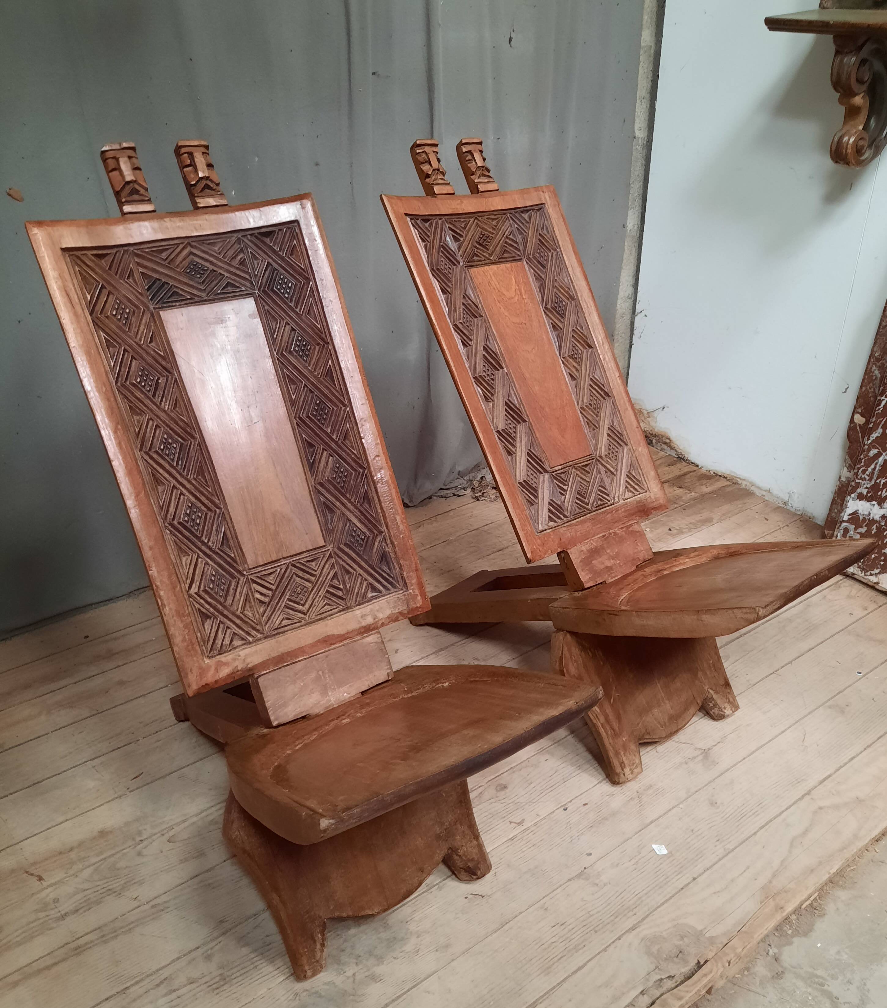 Pair of African seats