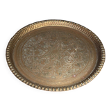 20th century Moroccan tea tray in richly engraved copper or brass