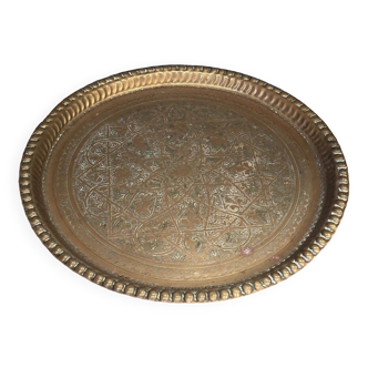 20th century Moroccan tea tray in richly engraved copper or brass