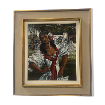 "The Gypsy" oil on canvas framed. 20th century
