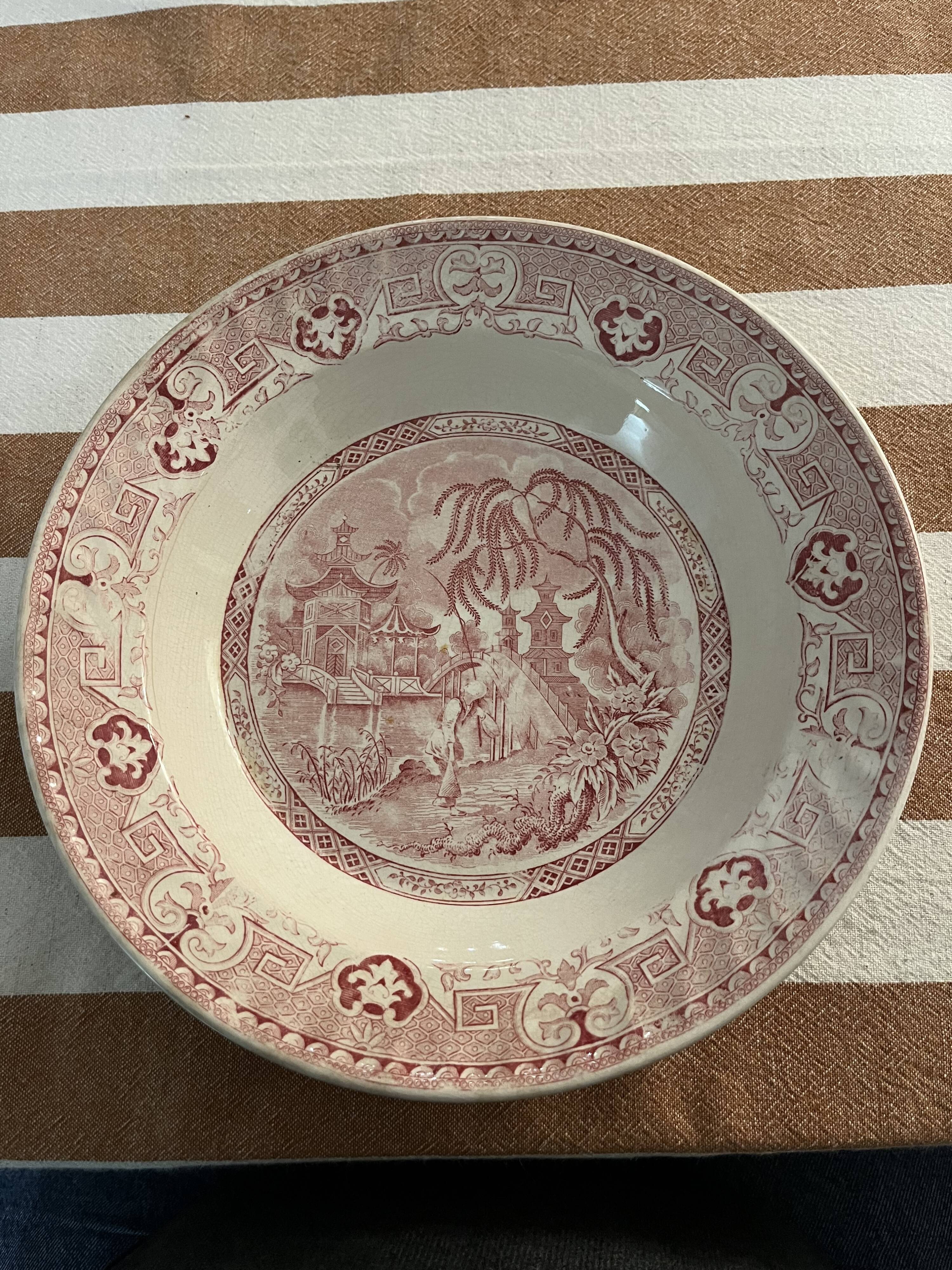 Shallow dish earthenware Yeddo U & C Sarreguemines