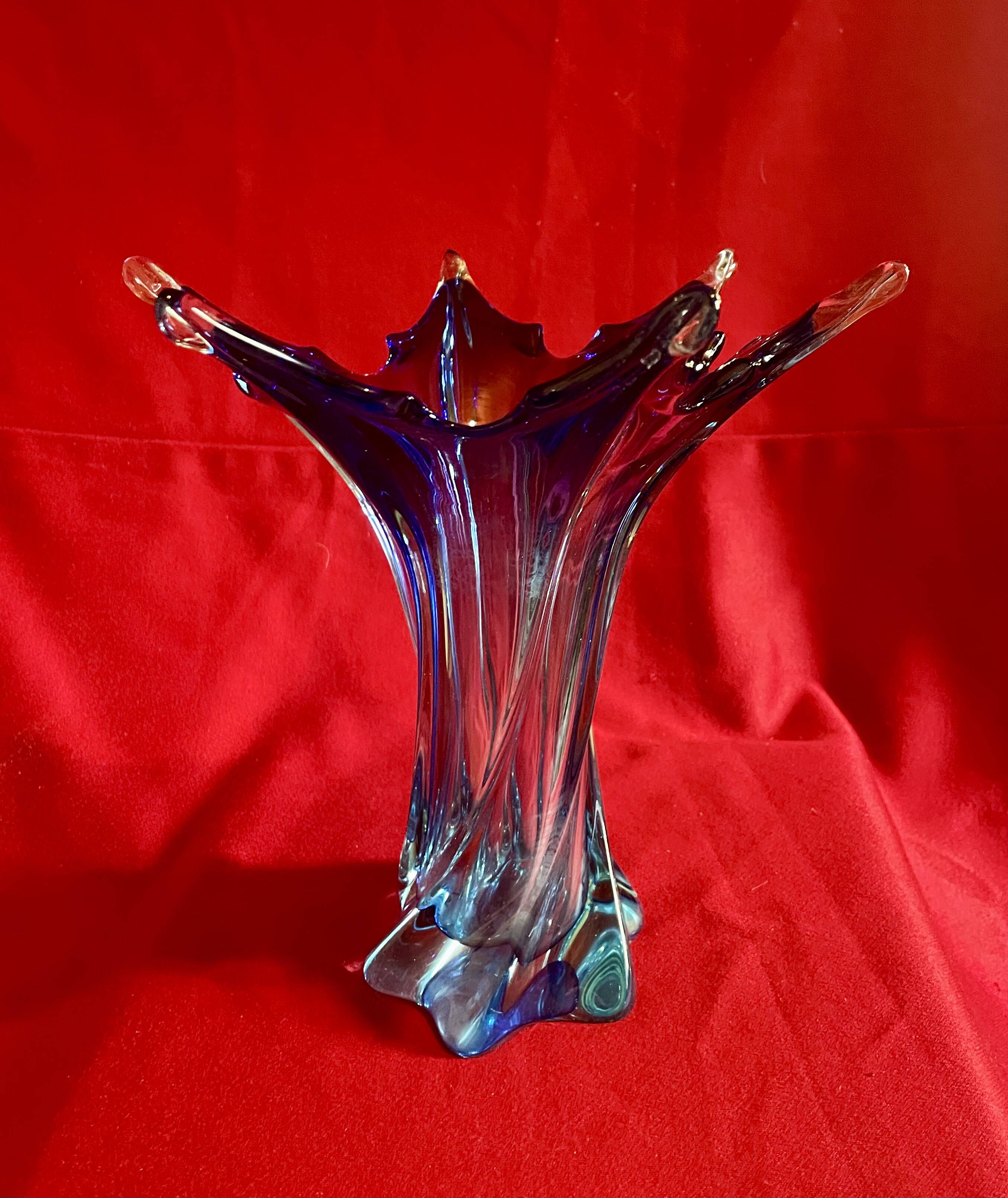 Large Murano vase, blown glass, cobalt blue