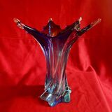 Large Murano vase, blown glass, cobalt blue