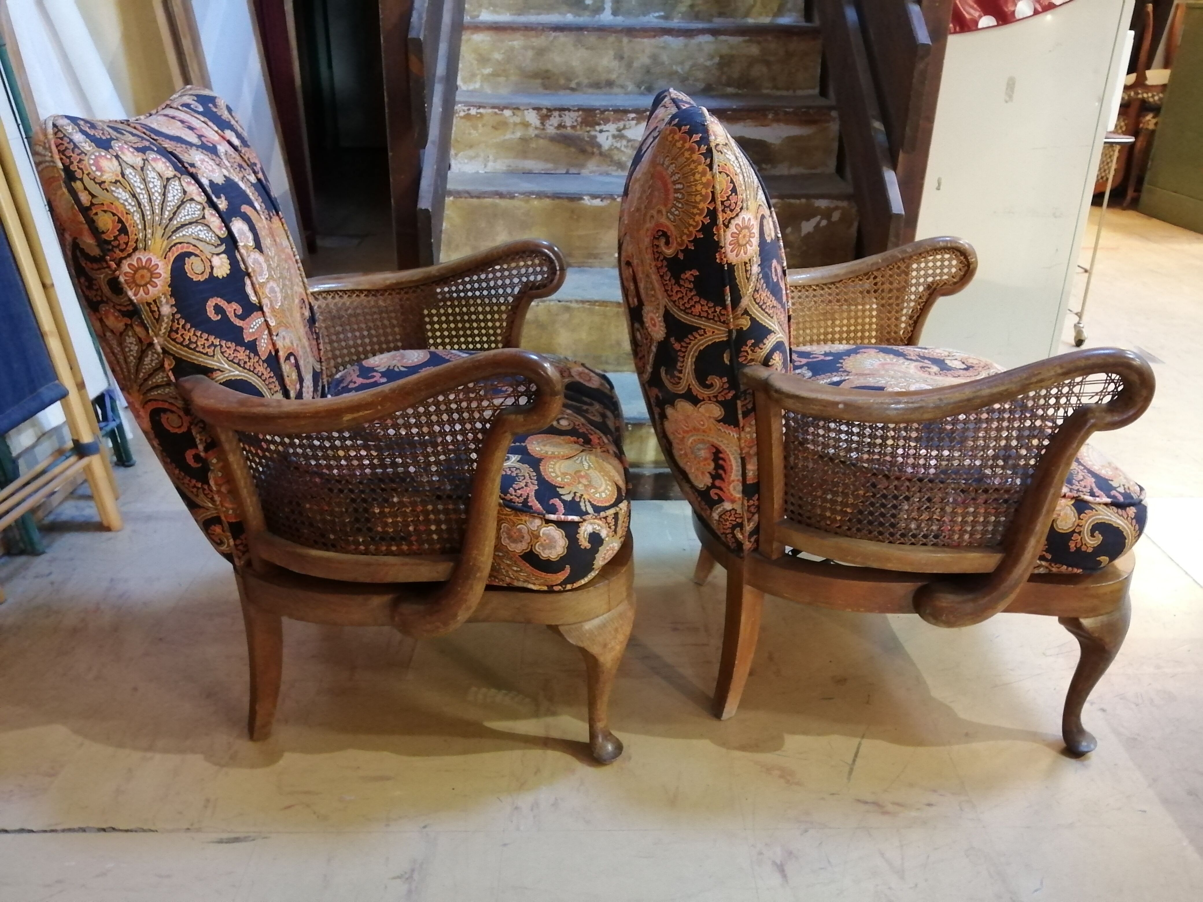 Duo of English armchairs Chippendale style