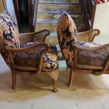 Duo of English armchairs Chippendale style