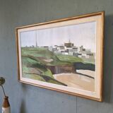1961 Mid-Century Modern "Brittany" Vintage Expressionist Landscape Oil Painting, Framed