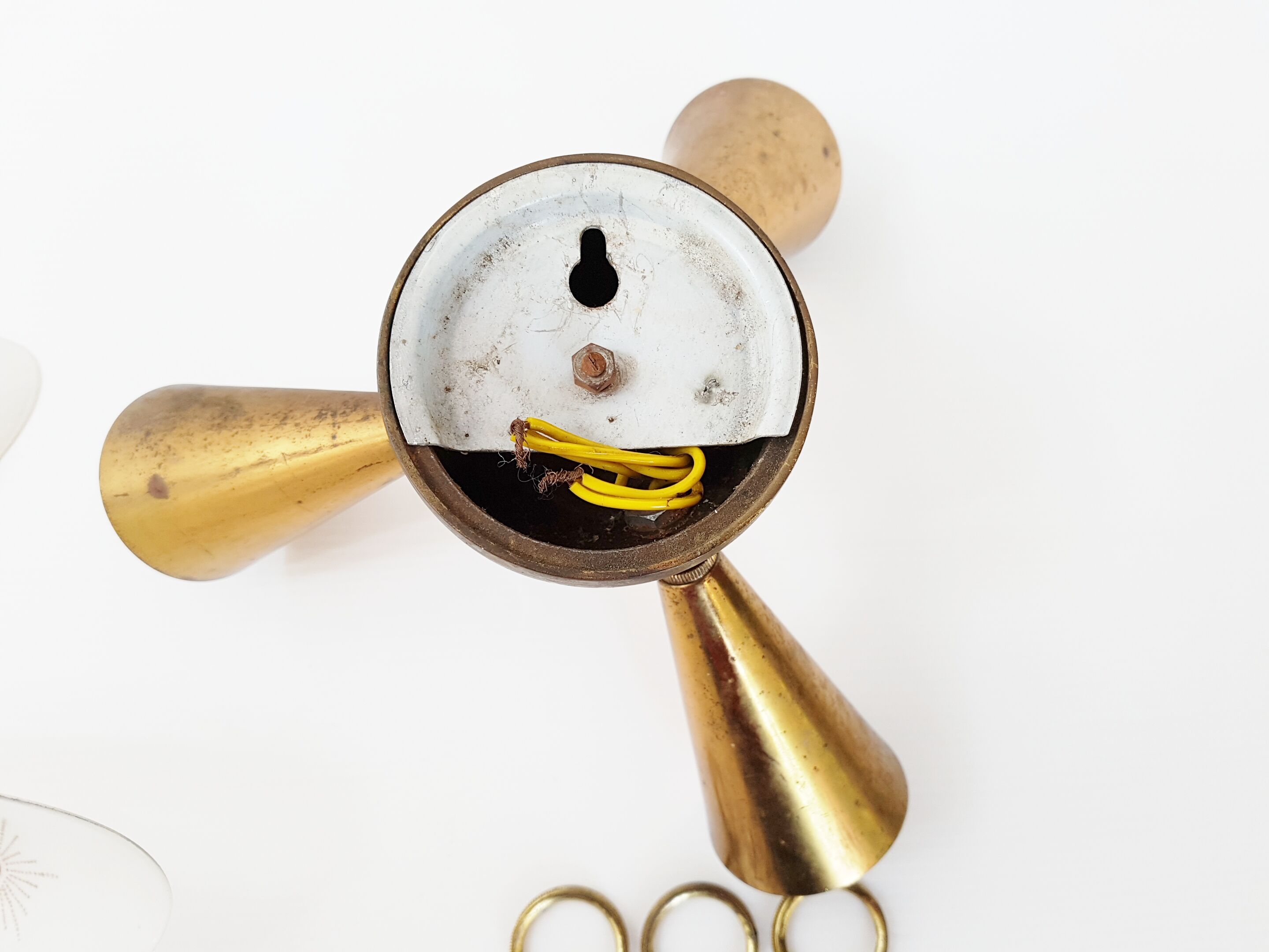 Triple pair of gilded brass and glass 1950