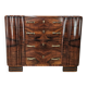 1940s Decò walnut chest of drawers with 4 drawers and brass handles